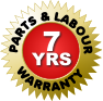 PARTS & LABOUR WARRANTY 7 YRS
